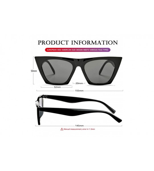 Wrap Women's Square Cat Eye Sunglasses Vintage Cateye Frame UV400 Protection Lens - A1 Black/Grey - CP18T8LRI80 $23.03