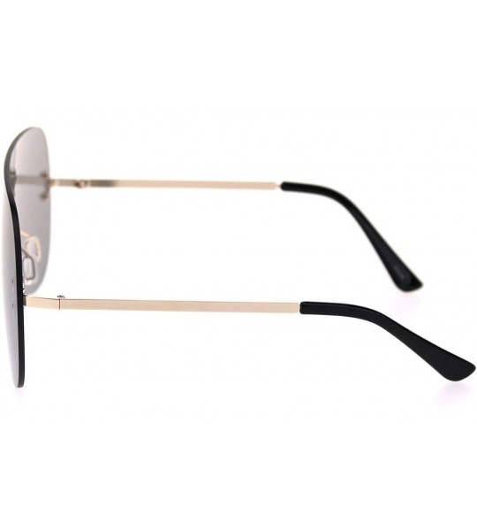 Oversized Panel Shield Rimless Light Oversize Retro Racer Sunglasses - Gold Black - CQ18RZYRYTS $22.86