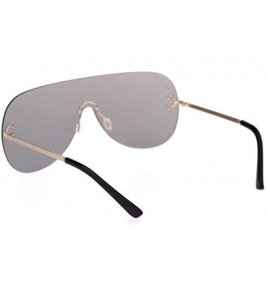 Oversized Panel Shield Rimless Light Oversize Retro Racer Sunglasses - Gold Black - CQ18RZYRYTS $22.86