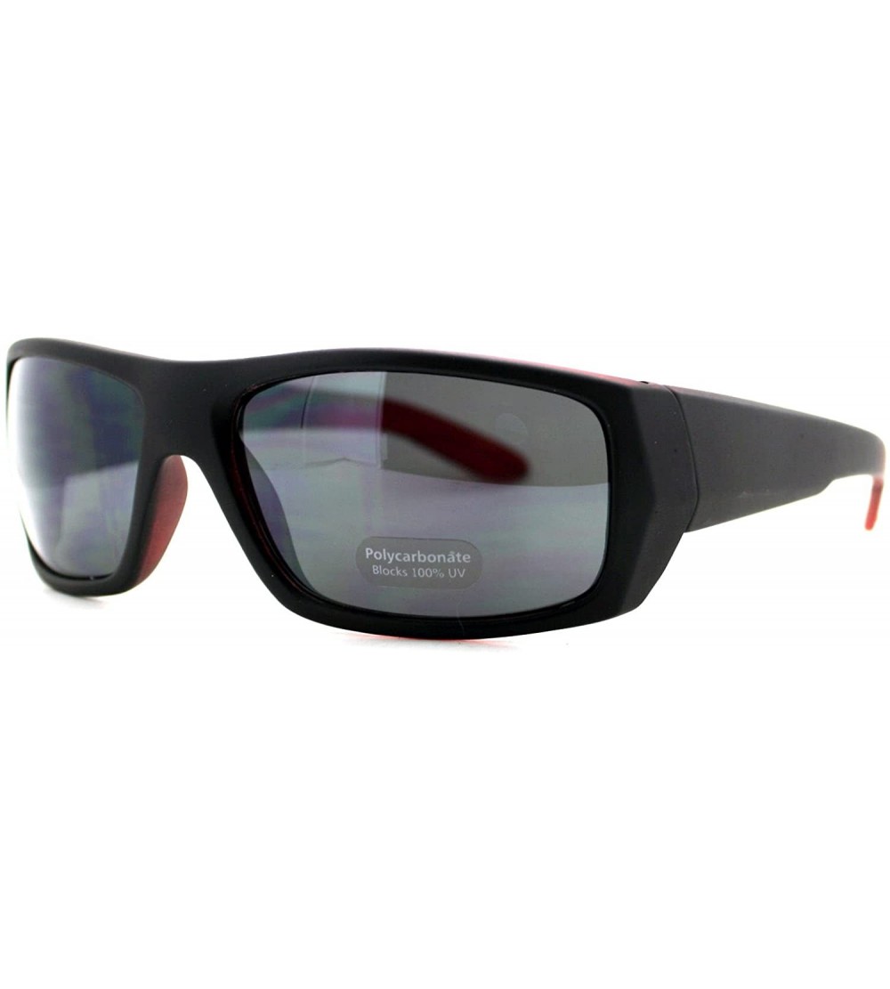 Rectangular Mens Classic Rectangular Frame Sunglasses Casual Stylish Shades UV 400 - Matte Black Red - CK18929E90Y $19.09