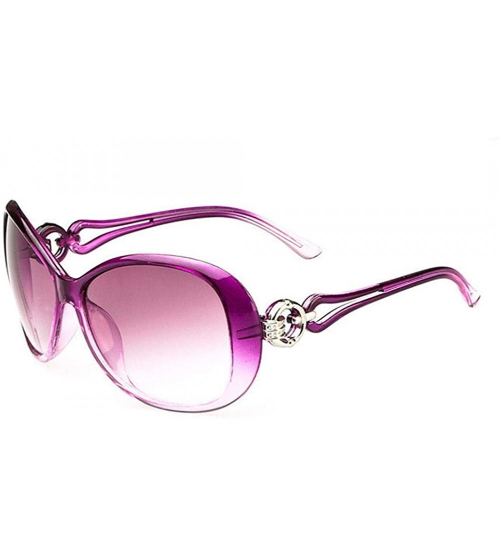 Oval UV400 Sunglasses for Women Vintage Big Frame Sun Glasses Ladies Shades - Light Purple - C219609XOY6 $30.57