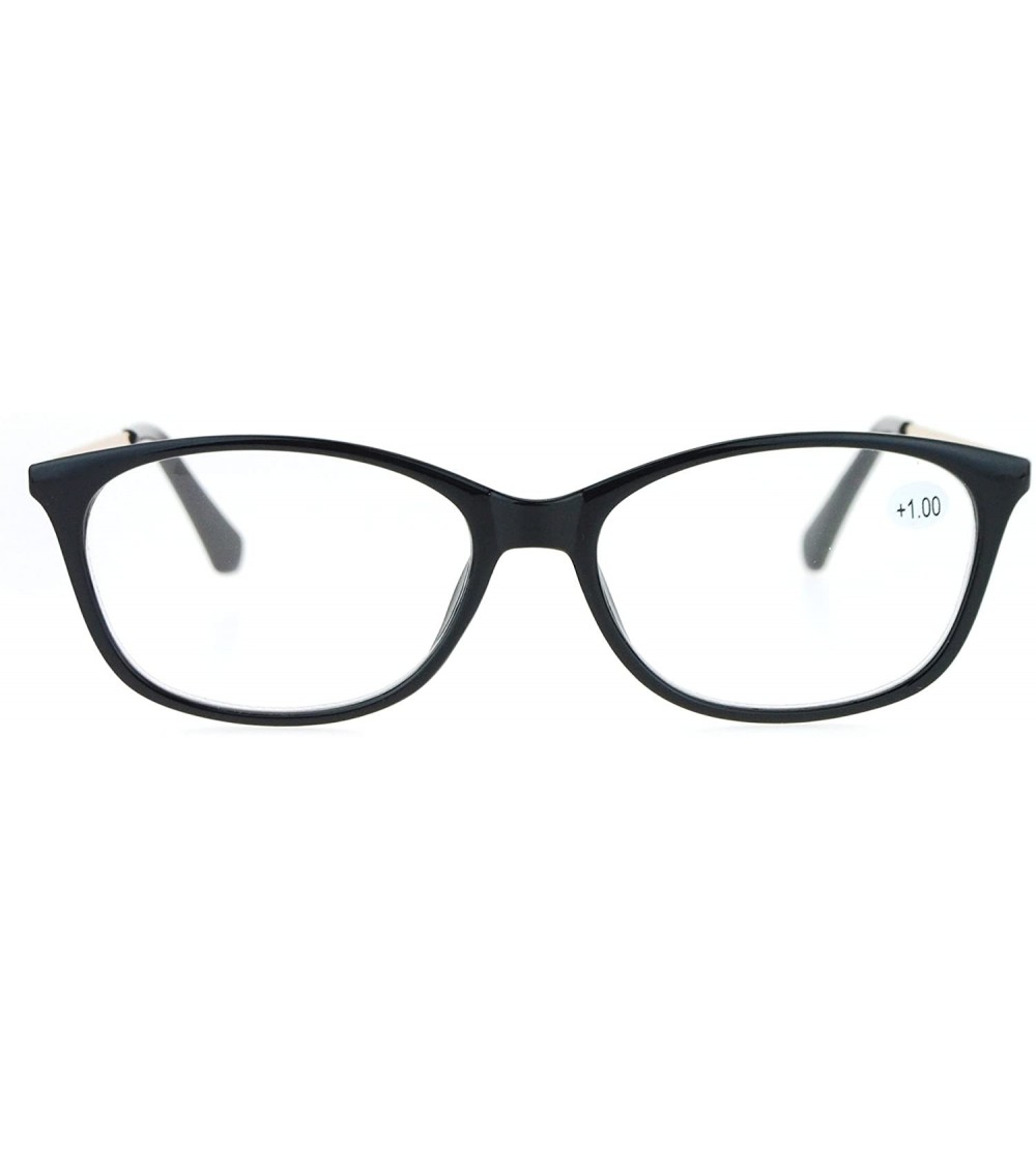 Rectangular Womens +1.0 Classic Narrow Rectangular Plastic Reading Glasses - Black Gold - CV12O6NW194 $19.41