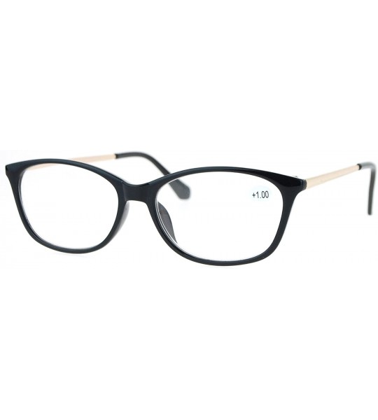 Rectangular Womens +1.0 Classic Narrow Rectangular Plastic Reading Glasses - Black Gold - CV12O6NW194 $19.41