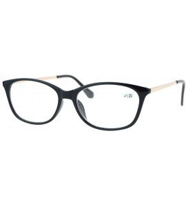 Rectangular Womens +1.0 Classic Narrow Rectangular Plastic Reading Glasses - Black Gold - CV12O6NW194 $19.41