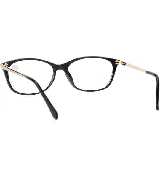 Rectangular Womens +1.0 Classic Narrow Rectangular Plastic Reading Glasses - Black Gold - CV12O6NW194 $19.41