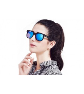 Wayfarer designer vintage retro acetate polarized women men sunglasses 2140H - Black Mirrored Blue - CQ12BKTUTCP $40.20