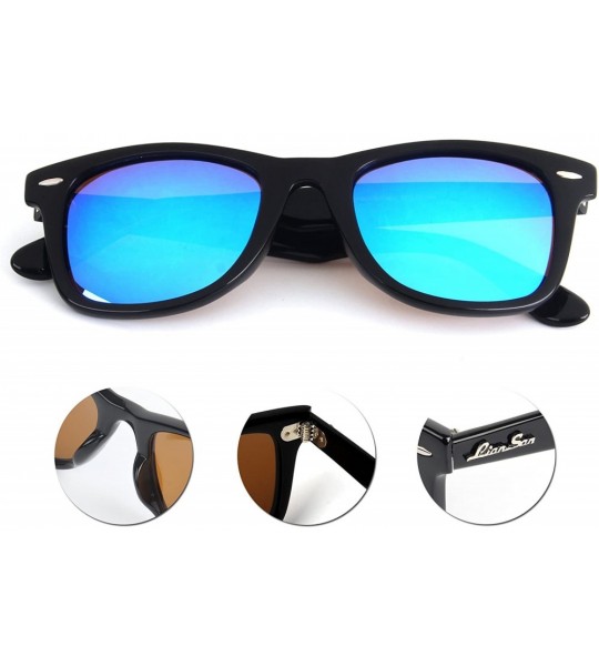 Wayfarer designer vintage retro acetate polarized women men sunglasses 2140H - Black Mirrored Blue - CQ12BKTUTCP $40.20