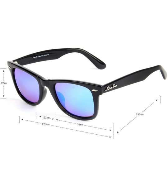 Wayfarer designer vintage retro acetate polarized women men sunglasses 2140H - Black Mirrored Blue - CQ12BKTUTCP $40.20