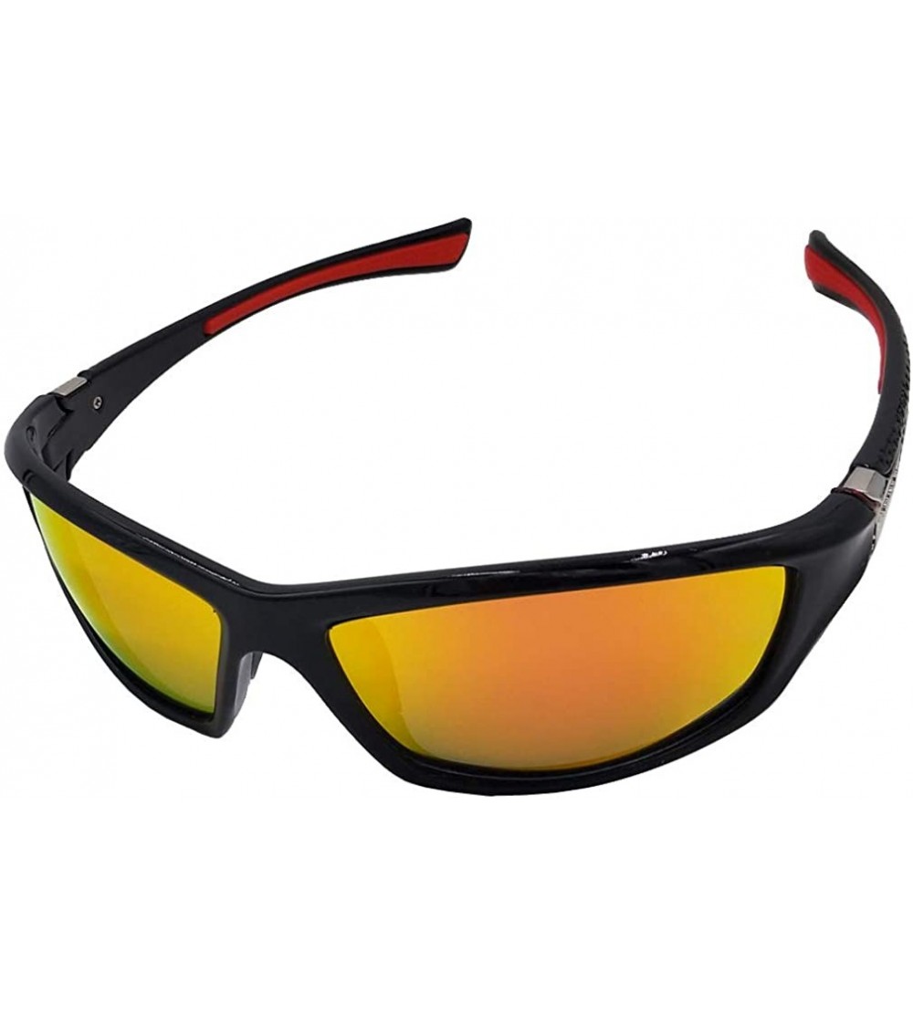 Rectangular Polarized Sunglasses Outdoor Motorcycle Baseball - Black&orange - CG19225Y6DE $19.39