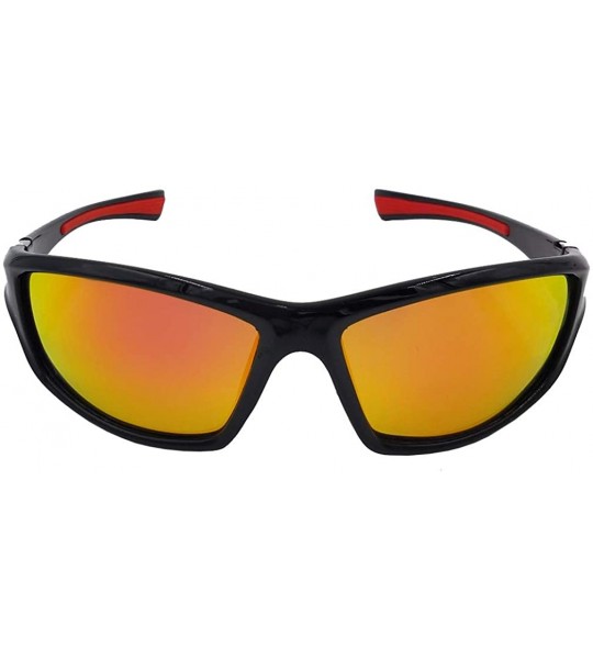 Rectangular Polarized Sunglasses Outdoor Motorcycle Baseball - Black&orange - CG19225Y6DE $19.39