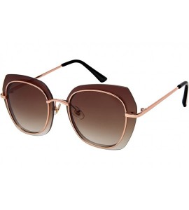 Shield Modern irregular Shaped Sunglasses Full Mirrored Lens M3163-FLRV - Gold Frame/Brown Gradient Lens - CZ187IWX249 $20.72