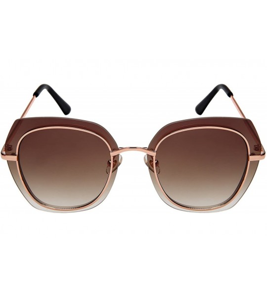 Shield Modern irregular Shaped Sunglasses Full Mirrored Lens M3163-FLRV - Gold Frame/Brown Gradient Lens - CZ187IWX249 $20.72