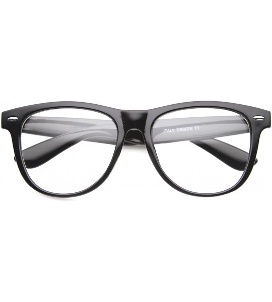 Wayfarer Retro Wide Temple Clear Lens Horn Rimmed Eyeglasses 54mm - Black / Clear - CT127Y67D31 $18.81