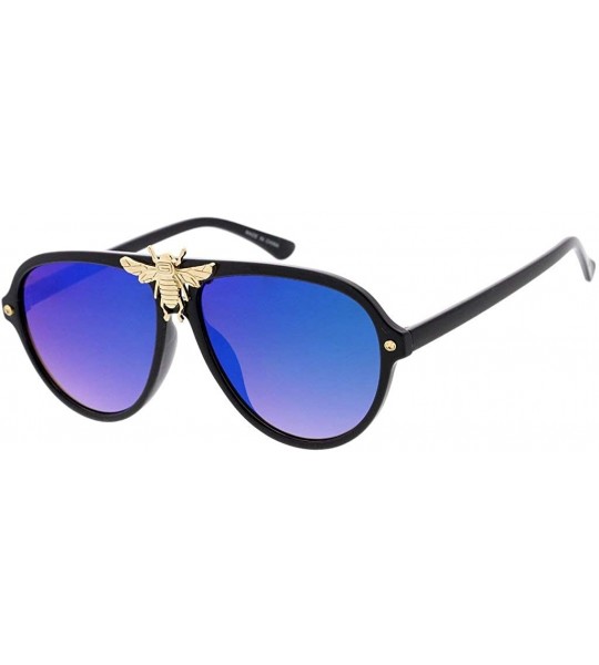 Aviator Urban Fashion Mega-Bee Aviator Sunglasses - Blue - C818ASA0UZQ $22.37