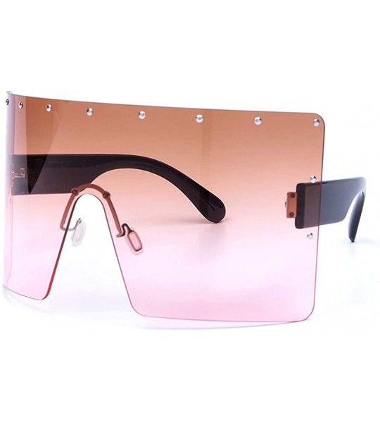 Wrap Oversized Gradient Sunglasses Crystal Rimless - Brown&pink - CA18S9LK2YD $24.80