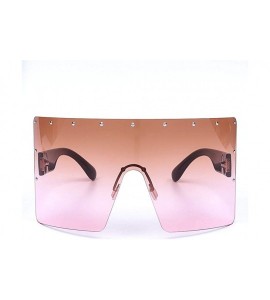 Wrap Oversized Gradient Sunglasses Crystal Rimless - Brown&pink - CA18S9LK2YD $24.80