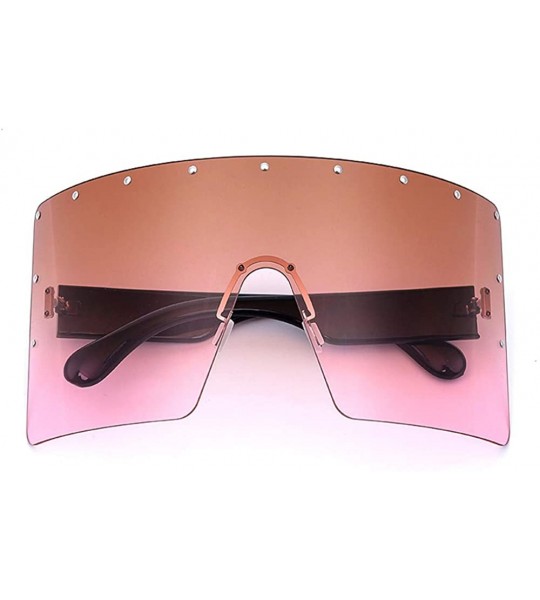 Wrap Oversized Gradient Sunglasses Crystal Rimless - Brown&pink - CA18S9LK2YD $24.80