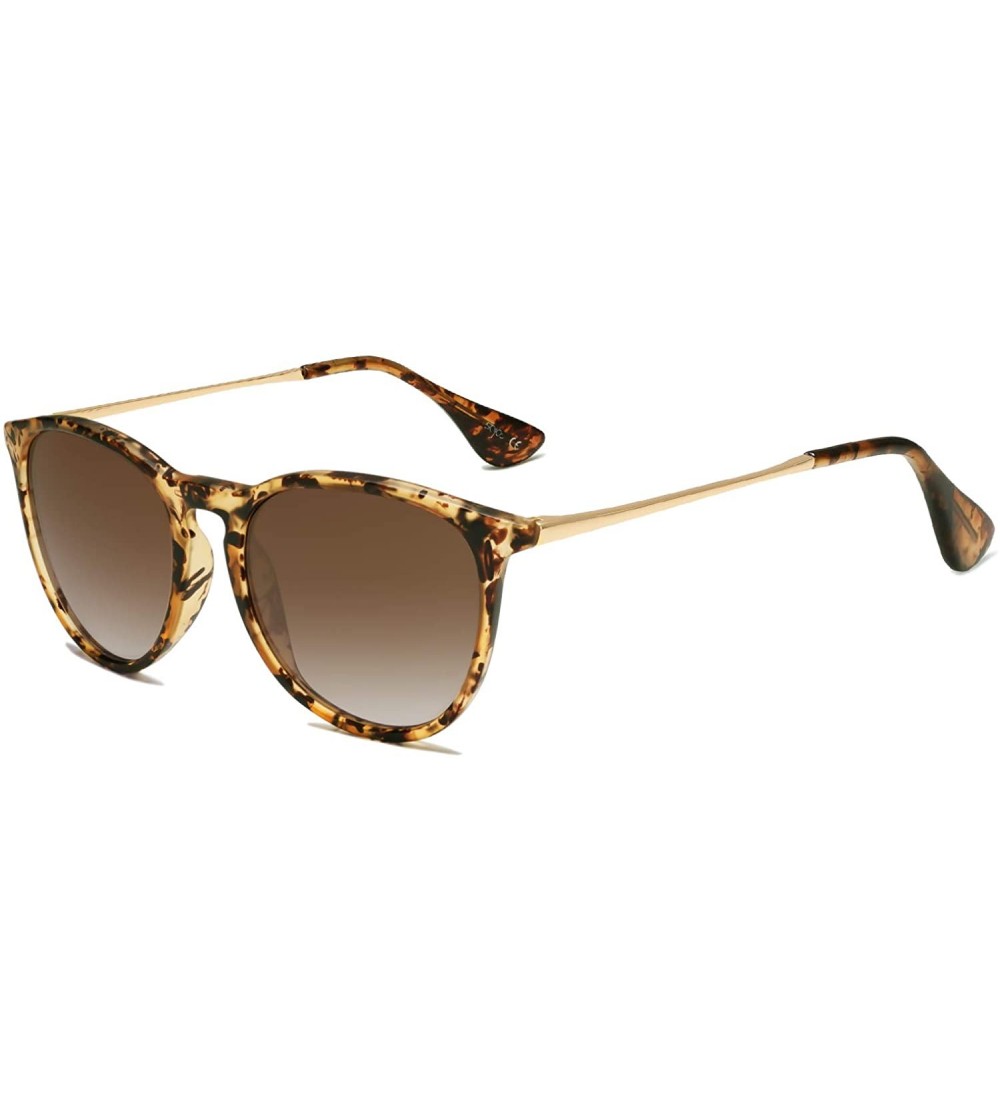Sport Polarized Sunglasses for Women Men Round Classic Vintage Style SJ2091 - C1 Tortoise Frame/Gradient Brown Lens - CV193Y3...