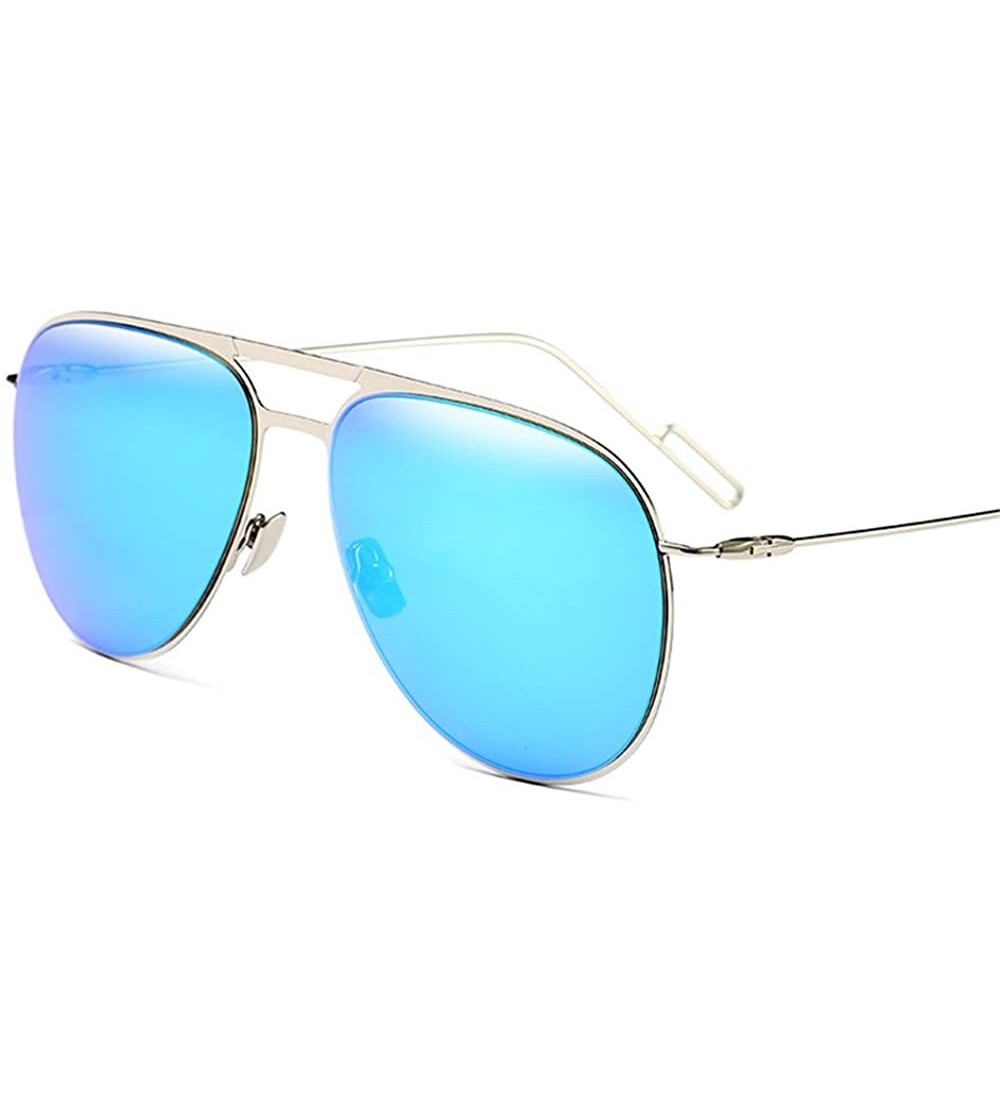 Shield 2017 Women Brand Designer Fashion Luxury Oversized Mirrored Sunglasses Flat Top - Blue - C1188TRDD0G $23.53