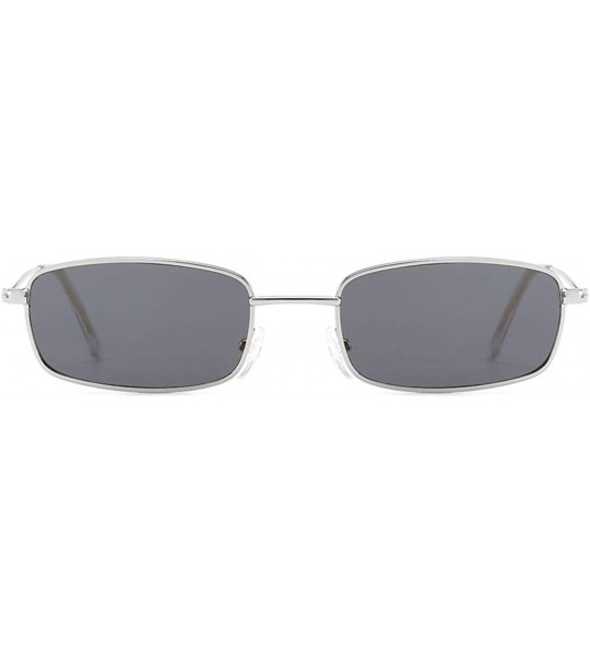 Aviator Women Small Rectangle Full Frame Jelly Sunglasses Integrated Candy Color Glasses - Silver - CI196R5Y3SA $19.80