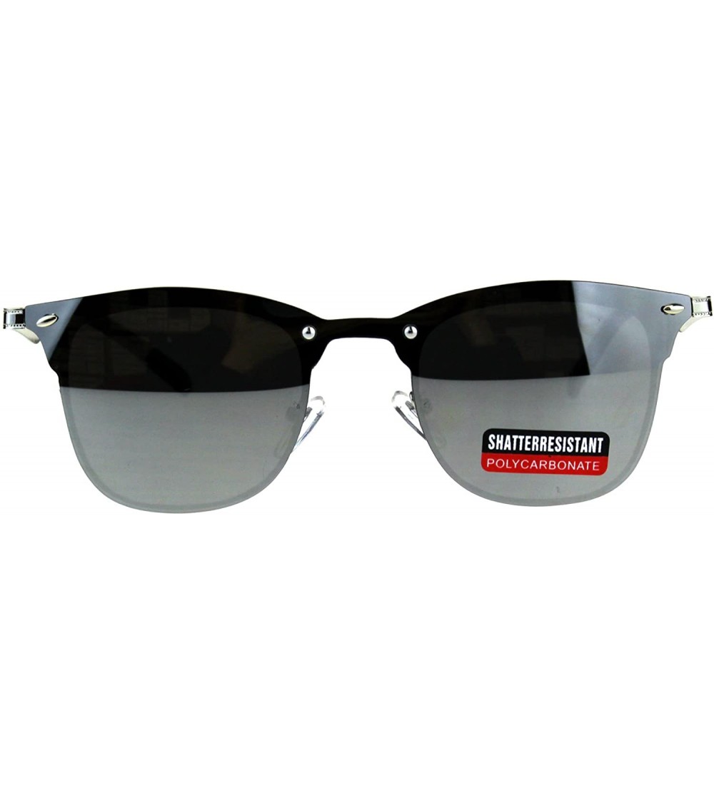 Rimless Color Mirror Rimless Hipster Half Rim Style Sunglasses - Silver - C518CSI9Q4G $22.84