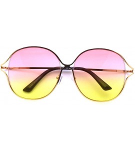 Oversized Oversize Round Flat Lens Sunglasses P4183 - Gold Pink/Yellow - CR18S8YI8MC $19.33