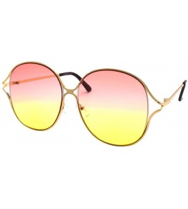 Oversized Oversize Round Flat Lens Sunglasses P4183 - Gold Pink/Yellow - CR18S8YI8MC $19.33