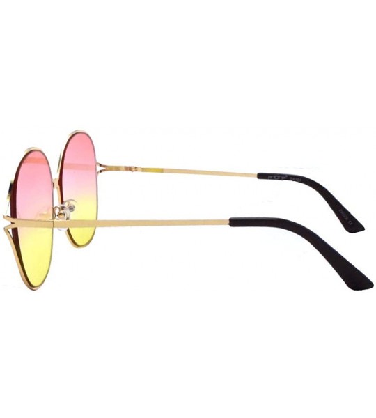 Oversized Oversize Round Flat Lens Sunglasses P4183 - Gold Pink/Yellow - CR18S8YI8MC $19.33