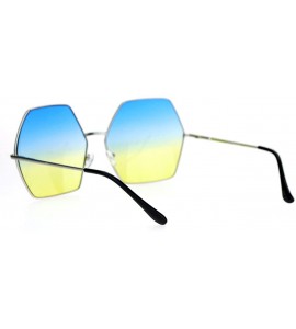 Oversized Womens Super Oversized Sunglasses Hexagon Metal Frame Ombre Color Lens - Silver - CI12GCC5QTV $21.67