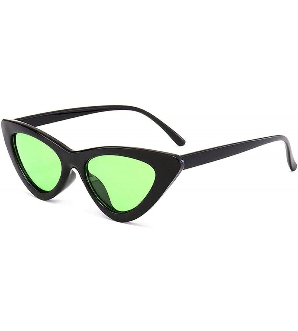 Cat Eye Sunglasses Triangle Vintage Glasses Female - Bgreen - CW18SSWI0G9 $21.49