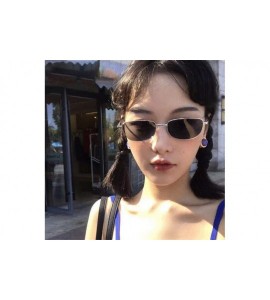 Aviator Women Small Rectangle Full Frame Jelly Sunglasses Integrated Candy Color Glasses - Silver - CI196R5Y3SA $19.80