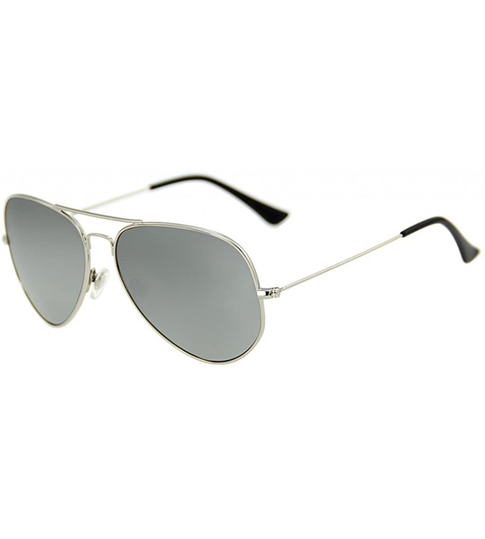 Oversized Metal Frame UV Protection Polarized Mirror Aviator Sunglasses LSP025 - Silver Frame Silver Lenses - CV12LIESJRT $31.49