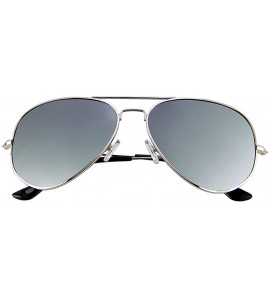 Oversized Metal Frame UV Protection Polarized Mirror Aviator Sunglasses LSP025 - Silver Frame Silver Lenses - CV12LIESJRT $31.49