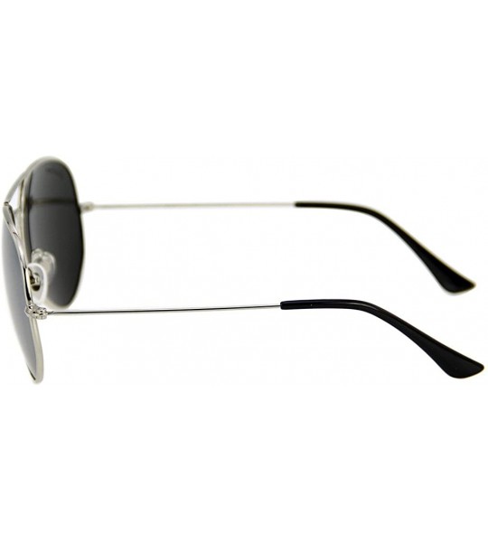 Oversized Metal Frame UV Protection Polarized Mirror Aviator Sunglasses LSP025 - Silver Frame Silver Lenses - CV12LIESJRT $31.49