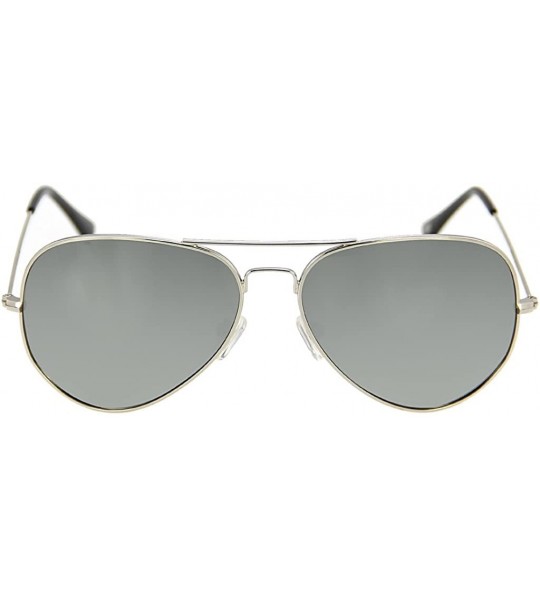 Oversized Metal Frame UV Protection Polarized Mirror Aviator Sunglasses LSP025 - Silver Frame Silver Lenses - CV12LIESJRT $31.49