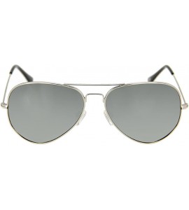 Oversized Metal Frame UV Protection Polarized Mirror Aviator Sunglasses LSP025 - Silver Frame Silver Lenses - CV12LIESJRT $31.49