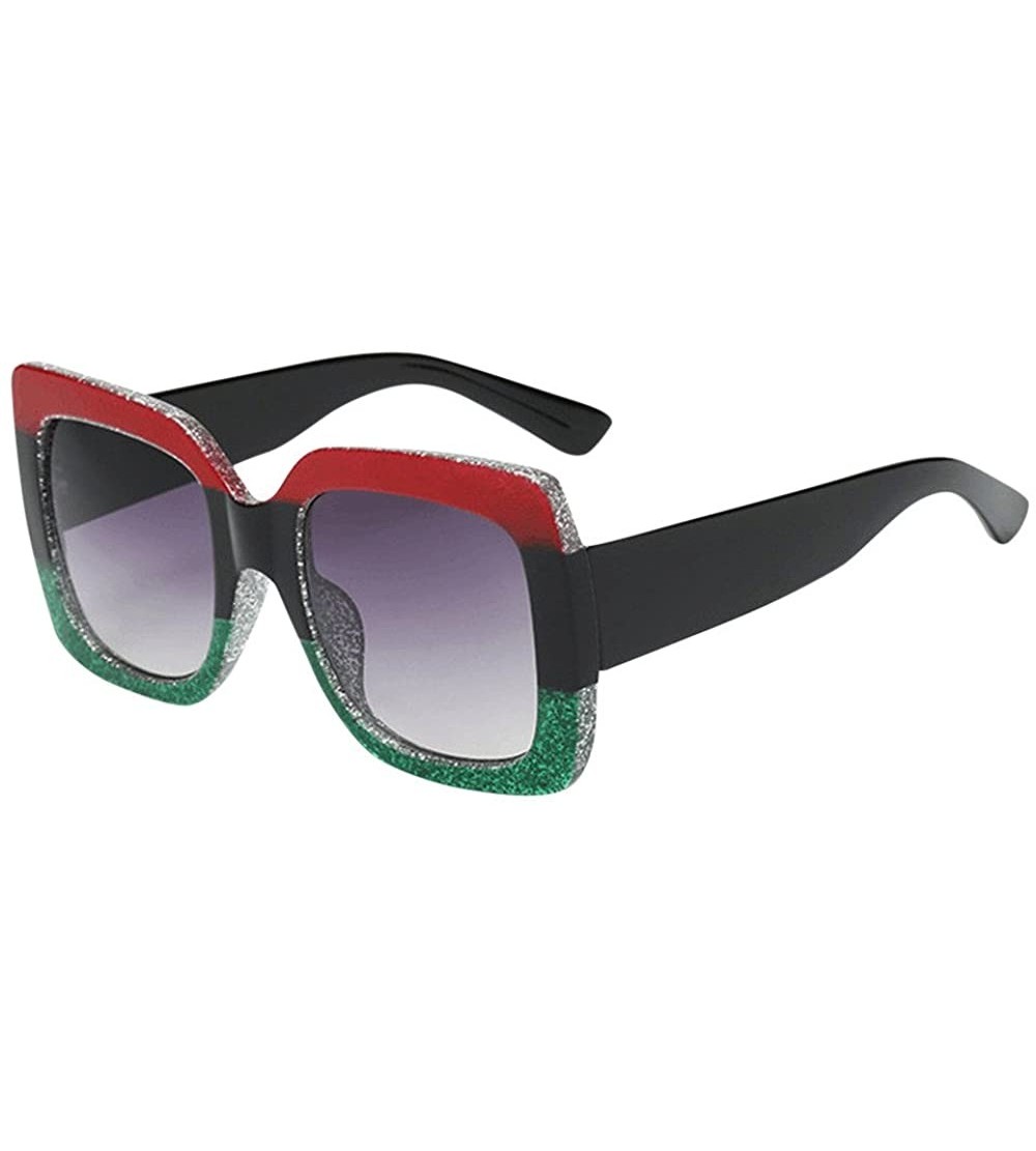 Oversized Vintage Oversized Square Luxury Sunglasses Fashion Gradient Lens Sunglasses Women Fashion Eyewear - Multicolor - CZ...