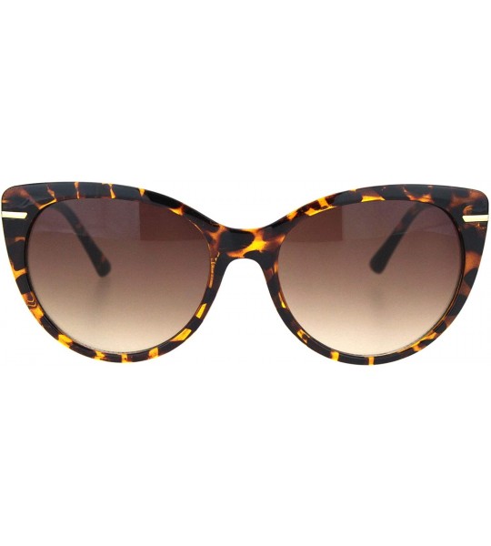 Cat Eye Womens Classy Elegant Plastic Designer Fashion Cat Eye Sunglasses - Tortoise Brown - CP18OGDUL7A $20.15