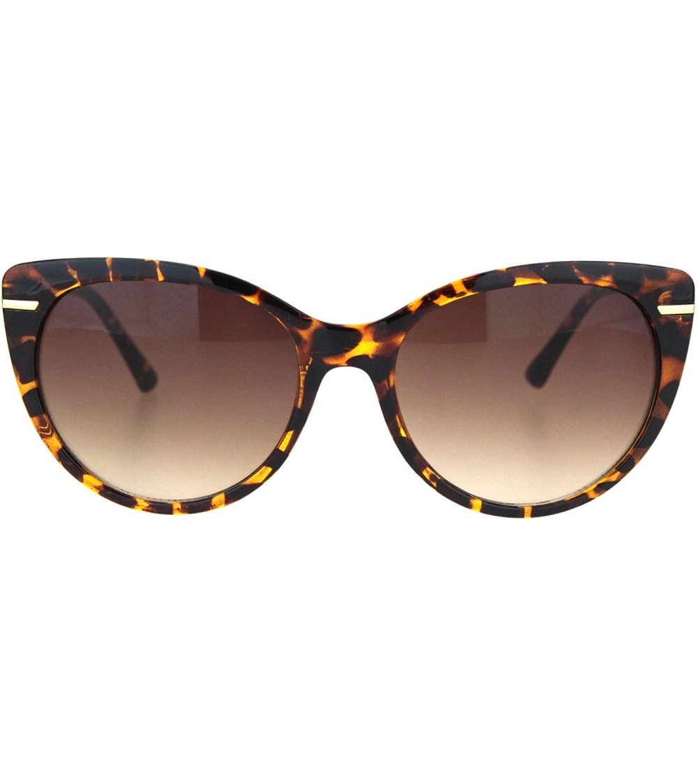 Cat Eye Womens Classy Elegant Plastic Designer Fashion Cat Eye Sunglasses - Tortoise Brown - CP18OGDUL7A $20.15