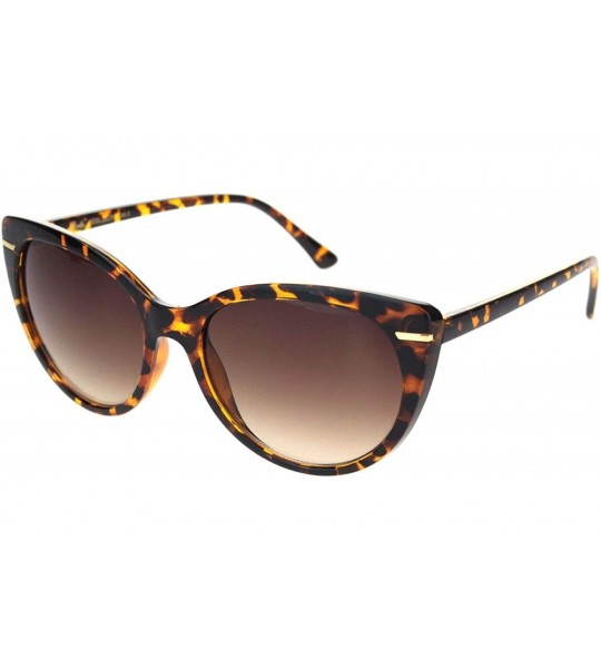 Cat Eye Womens Classy Elegant Plastic Designer Fashion Cat Eye Sunglasses - Tortoise Brown - CP18OGDUL7A $20.15