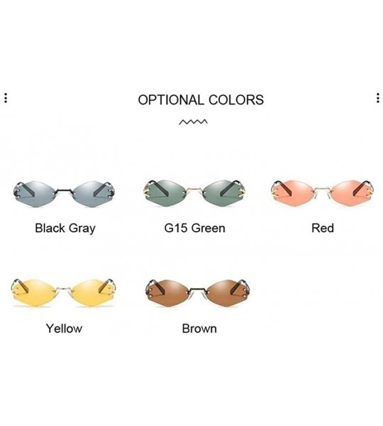 Rimless Vintage Rimless Hexagonal Sunglasses Women Men Retro Driving Mirror Sun Glasses Female Male - G15 Green - CB199QDIC89...