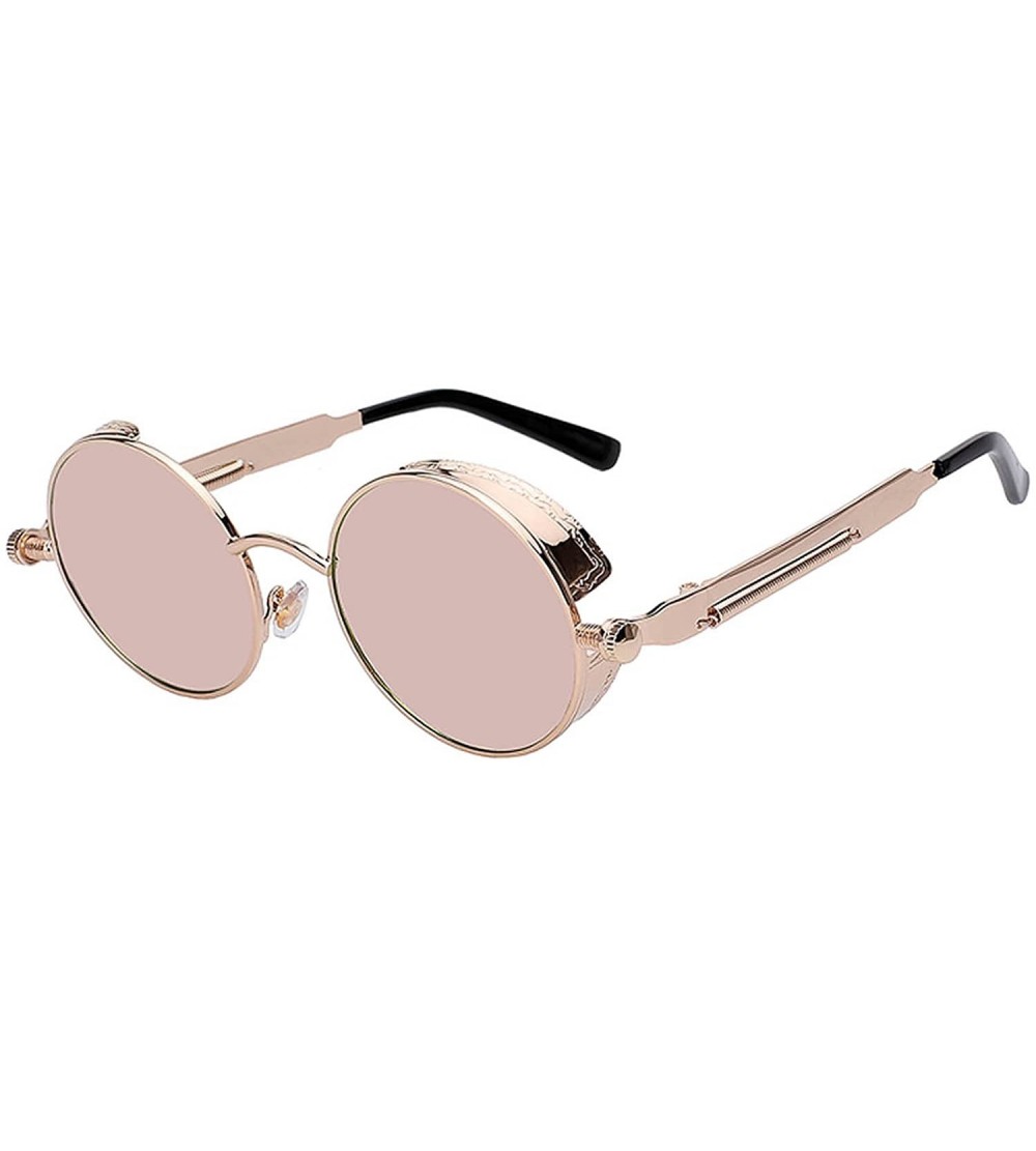 Shield Steampunk Retro Gothic Vintage Hippie Colored Metal Round Circle Frame Sunglasses Colored Lens - CP182H08IZ7 $22.21
