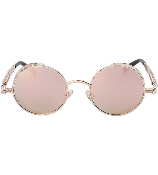 Shield Steampunk Retro Gothic Vintage Hippie Colored Metal Round Circle Frame Sunglasses Colored Lens - CP182H08IZ7 $22.21