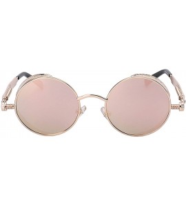 Shield Steampunk Retro Gothic Vintage Hippie Colored Metal Round Circle Frame Sunglasses Colored Lens - CP182H08IZ7 $22.21