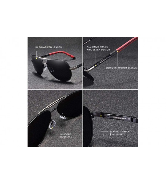 Square Retro brand sunglasses polarized sunglasses aluminum - Silver Red - CE1982YS5D2 $49.73