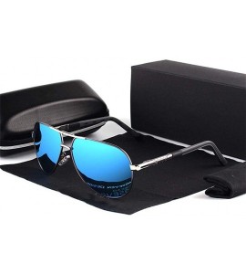 Square Retro brand sunglasses polarized sunglasses aluminum - Silver Red - CE1982YS5D2 $49.73