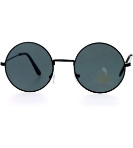 Round Ultra Flat Lens Trendy Circle Round Lens Retro Hippie Sunglasses - All Black - CG129K8N5YR $19.04