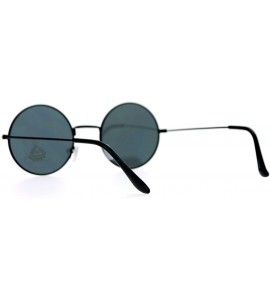 Round Ultra Flat Lens Trendy Circle Round Lens Retro Hippie Sunglasses - All Black - CG129K8N5YR $19.04