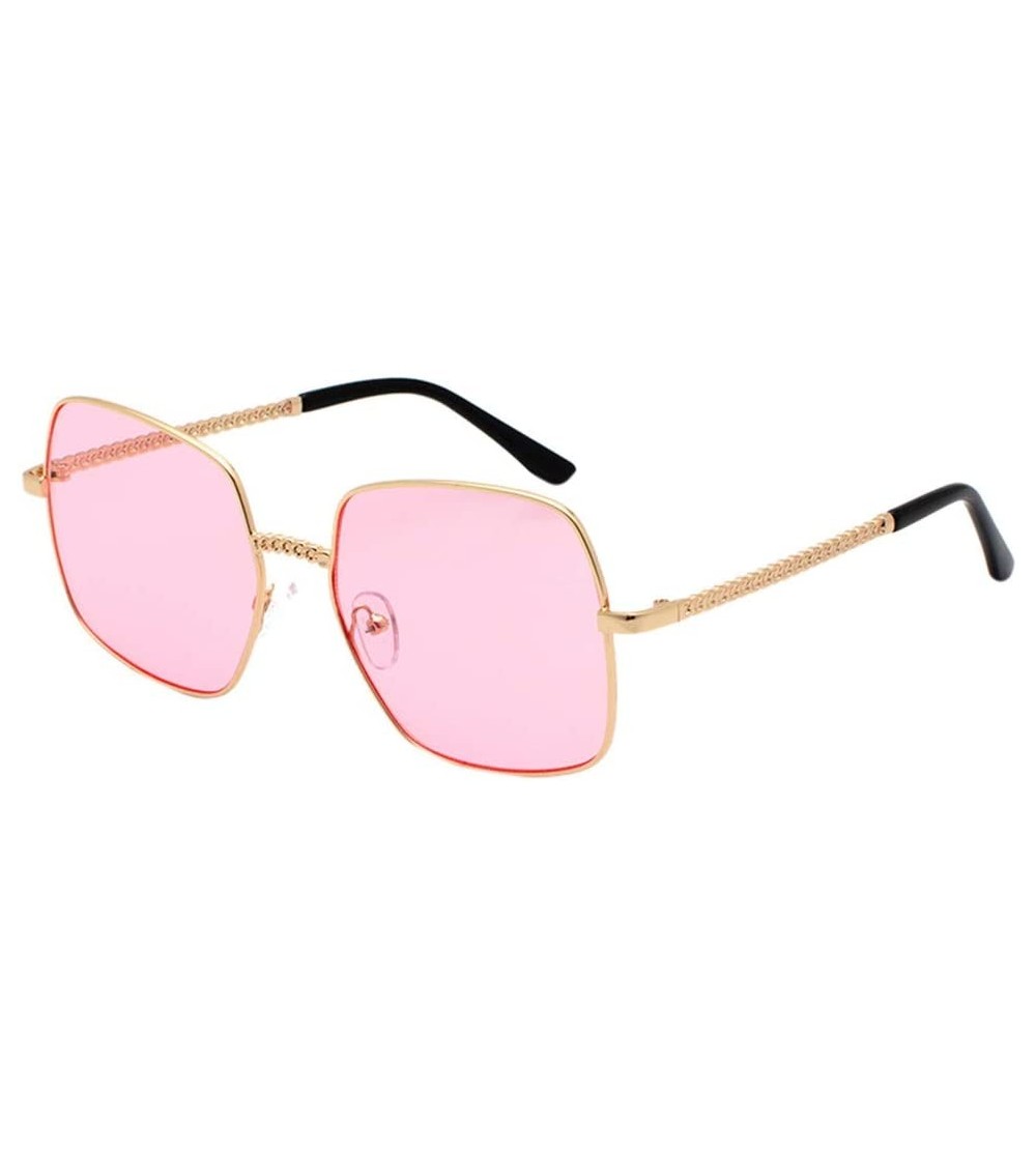 Square Square Vintage Mirrored Sunglasses for Women Eyewear Sports Outdoor Shades Glasses - Pink - CK18X7HQ4RE $17.39