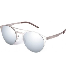 Round Sunglasses Double Gradient Glasses Protection - Sliver - C918SX7HSZ4 $18.26